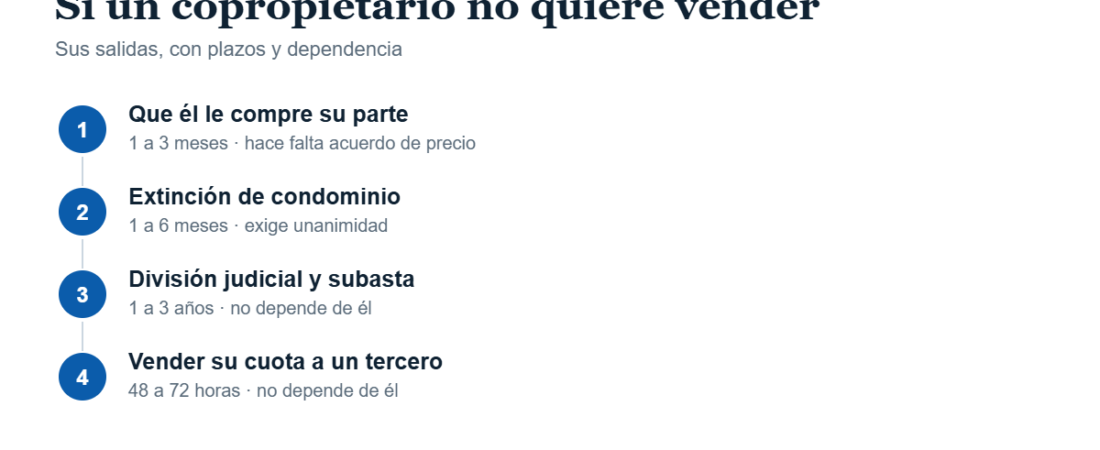 Qué hacer si un copropietario no quiere vender la casa